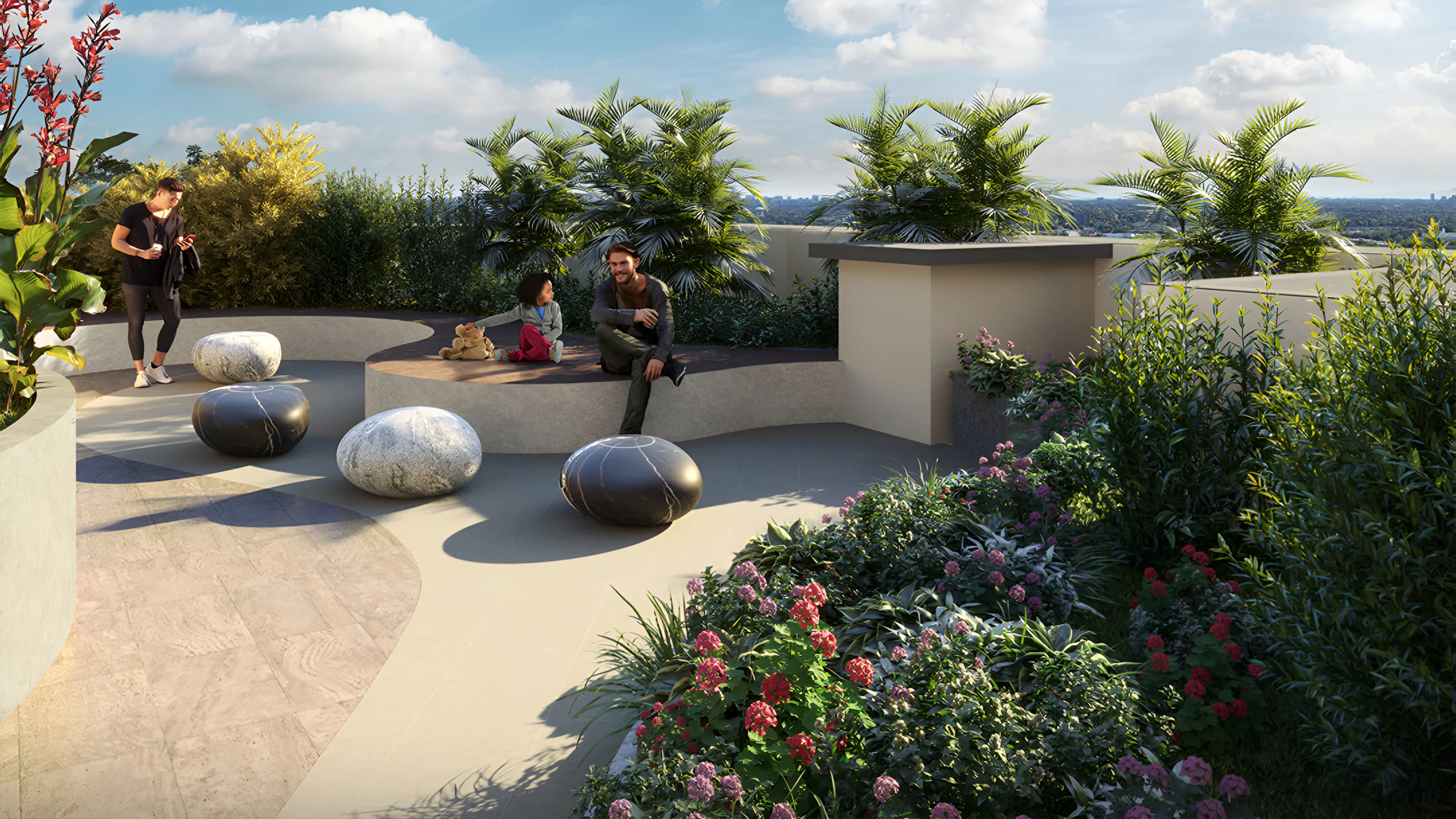 Tvs Emerald Isle Of Tree Apartments in North Bangalore 12th-Floor-Tower-A-Pebble-Seating